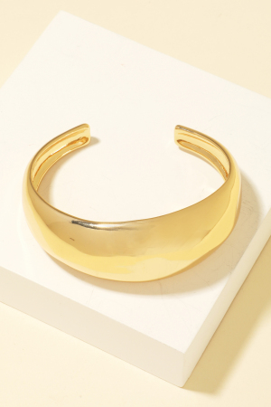 Wide Rounded Metallic Cuff Bracelet