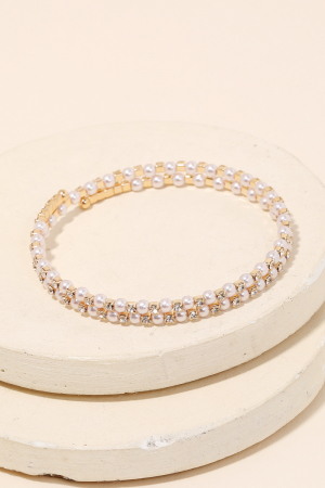 Rhinestone Pearl Studded Bracelet