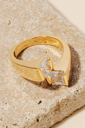 Square Rhinestone Open Twist Ring