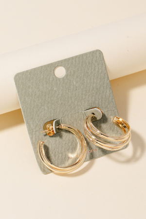 Layered Metallic Wire Hoop Earrings