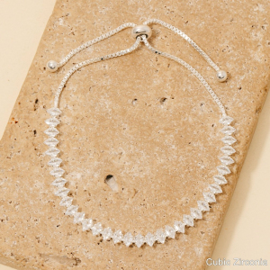 Oval Cz Tennis Gems Cube Chain Cord Bracelet