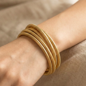 Knotted Elastic Metallic Coil Bracelet Set