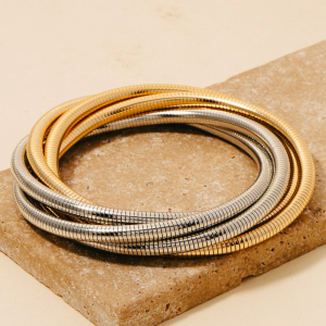 Knotted Elastic Metallic Coil Bracelet Set