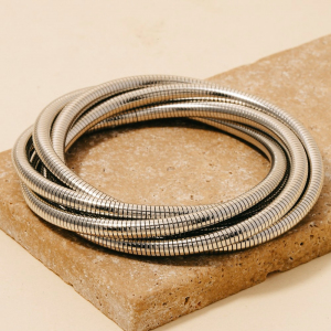Knotted Elastic Metallic Coil Bracelet Set