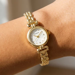 Dainty Round Dial Panther Link Bracelet Watch