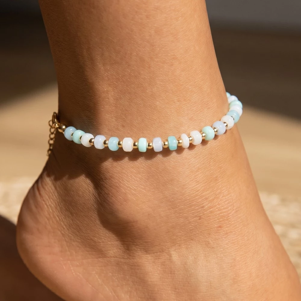Colorful Rondelle Bead Stretch Beaded Anklet