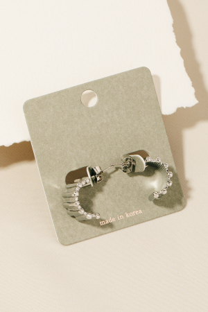 Wide Metallic Bar Hoop Earrings