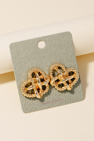 Textured Heart Knot Stud Earrings