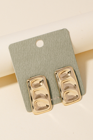 Dented Metallic Rectangle Stud Earrings