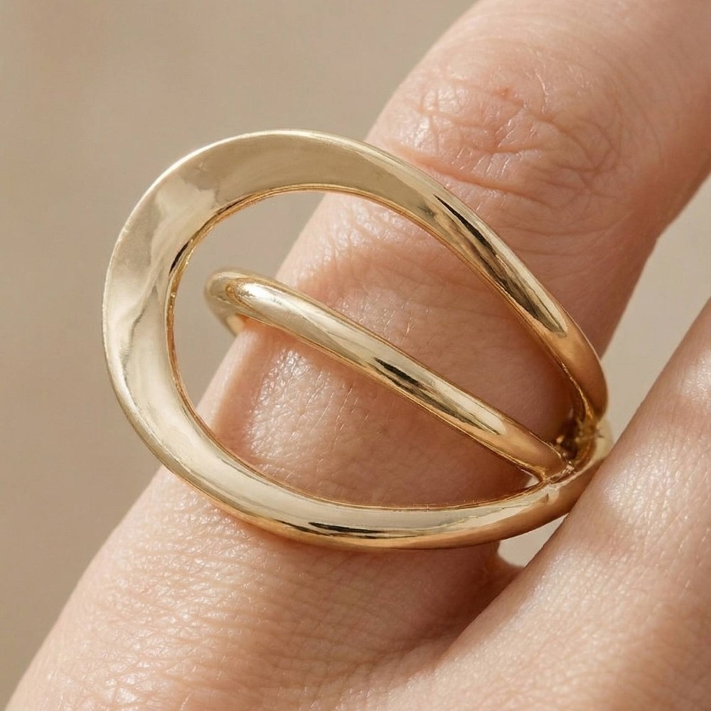 Abstract Wrap Around Open Band Ring