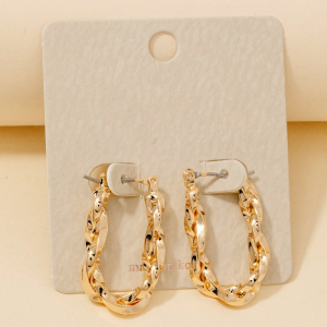 Twisted Oval Latch Hoop Earrings