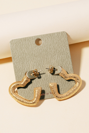 Rough Textured Heart Hoop Earrings