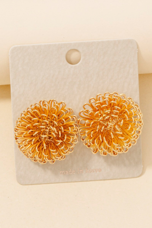 Intricate Metallic Wire Flower Stud Earrings