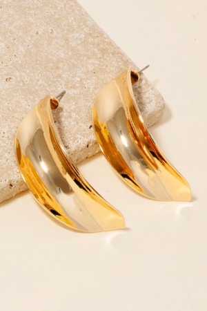 Long Curved Oval Stud Drop Earrings
