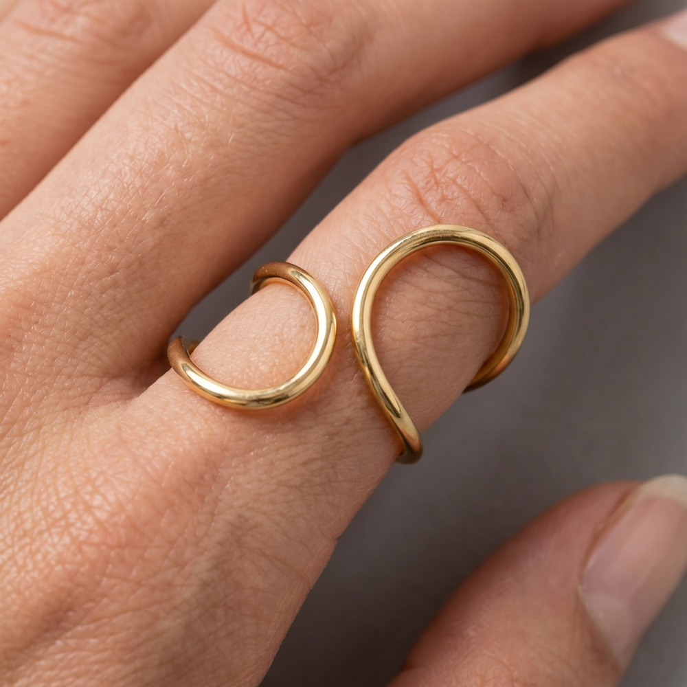 Double Loop Open Sculptural Ring