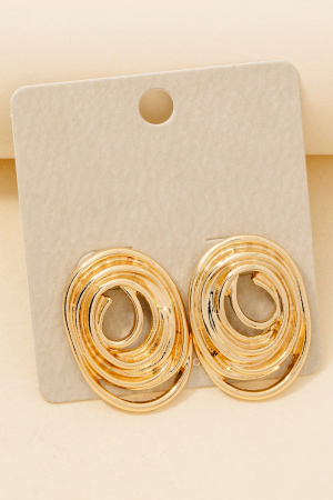 Abstract Solid Layered Ovals Stud Drop Earrings