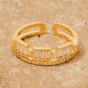 Intricate Pave Layered Open Band Ring