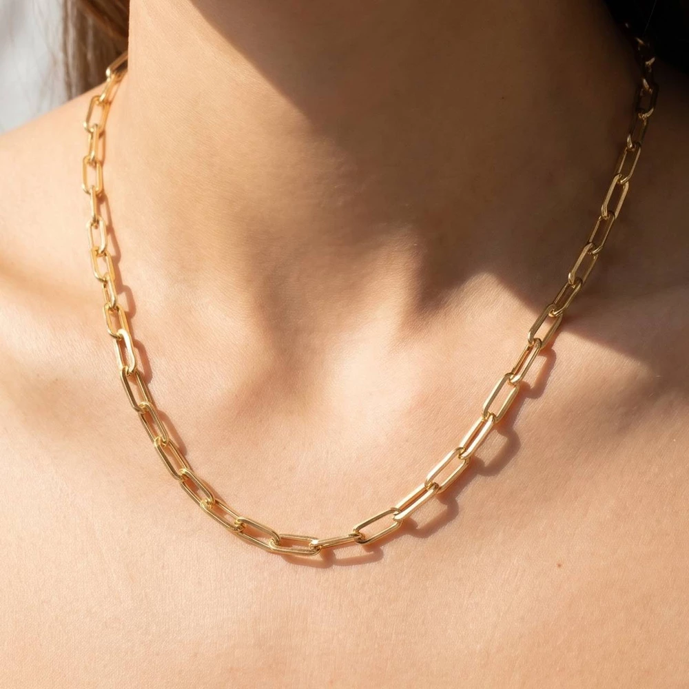 Gold Dipped Paperclip Link Chain Necklace