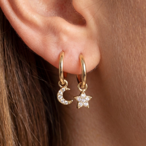 Mini Moon And Star Hoop Earrings