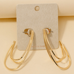 Layered Metallic Oval Hoop Earrings