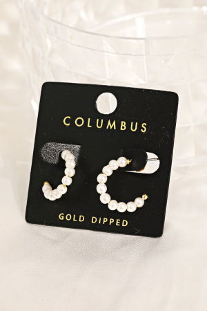 Gold Dipped Pearl Beaded Hoop Earrings