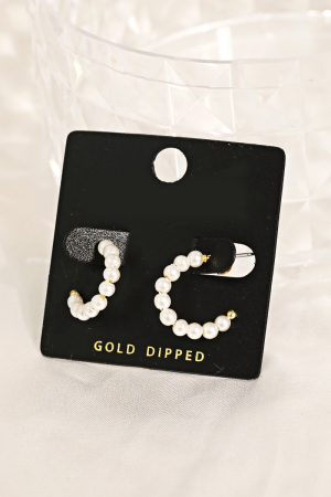 Gold Dipped Pearl Beaded Hoop Earrings