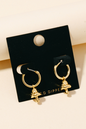 Mini Mushroom Drop Huggie Earrings