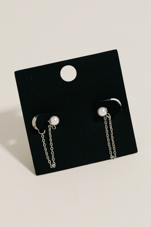 Gold Dipped Pearl Bead Chain Drop Earrings