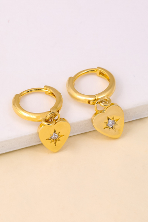 Gold Dipped Mini Heart Drop Huggie Earrings