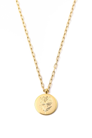 Flower Engraved Pendant Necklace