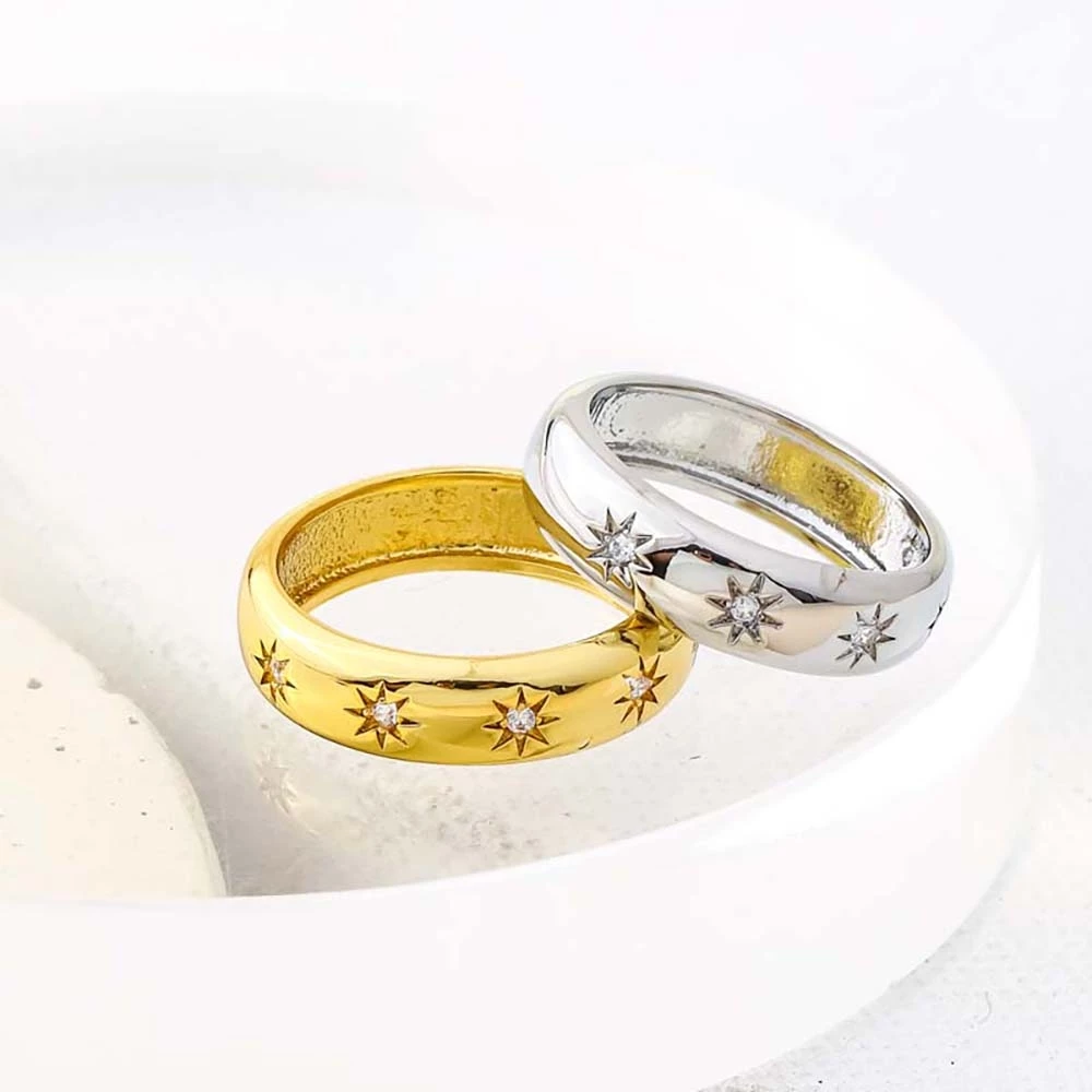 Star Engraved Eternity Ring