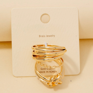 Gold Dipped Mixed Pearl Studded Band Rings Set