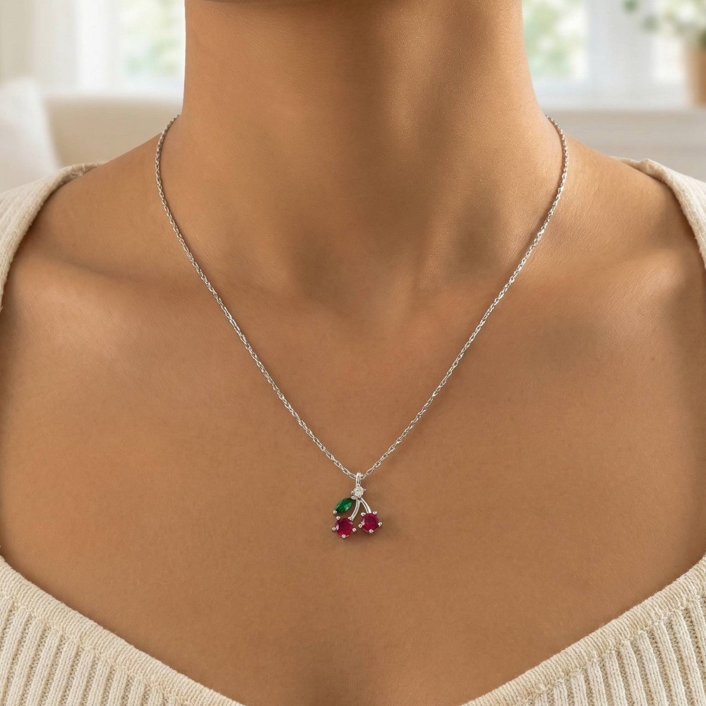 Dainty Chain Mini Cherry Pendant Necklace