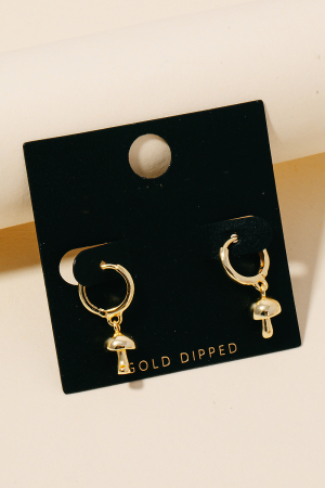 Mini Mushroom Drop Huggie Earrings