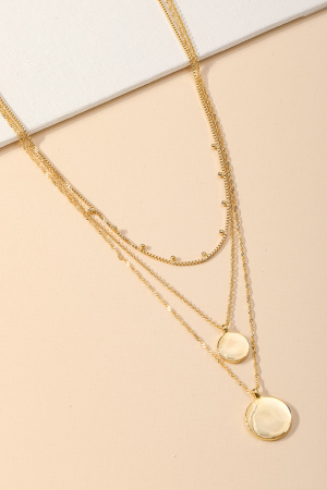 Disc Pendant Dainty Chain Layered Necklace