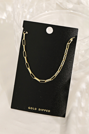 Gold Dipped Rectangle Chain Link Necklace