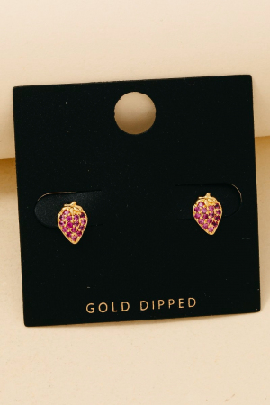 Gold Dipped Cz Pave Grapes Stud Earrings