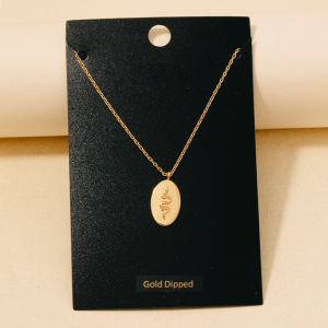 Gold Dipped Snake Oval Coin Pendant Necklace