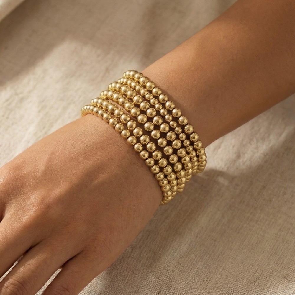 Gold Dipped Ball Bead Bracelet Set