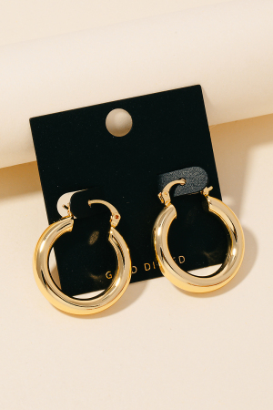 Metallic Circle Tube Latch Hoop Earrings