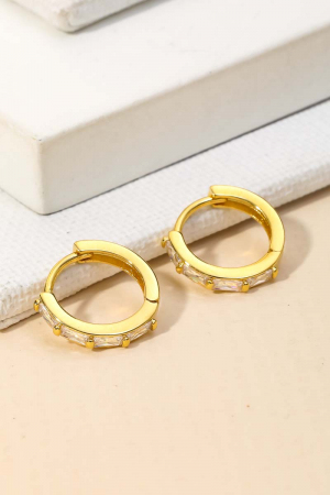 Baguette Rhinestone Huggie Earrings