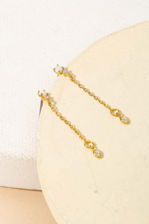 Mini Opal Stud Chain Drop Earrings