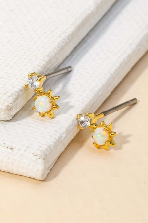 Opal Rhinestone Stud Earrings