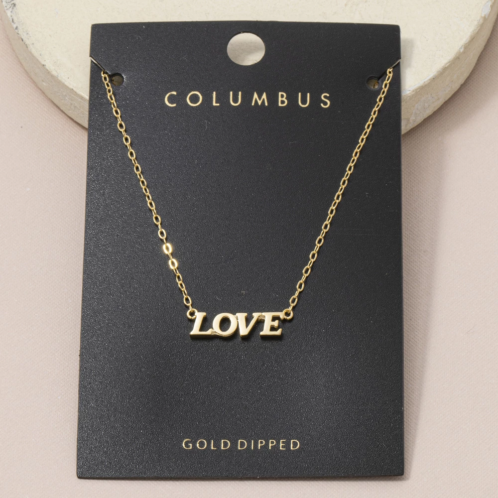 Gold Dipped Love Block Letter Nameplate Necklace