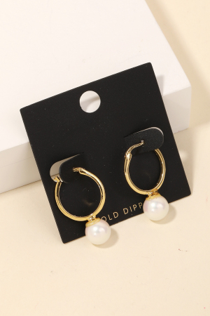 Pearl Ball Mini Latch Hoop Earrings