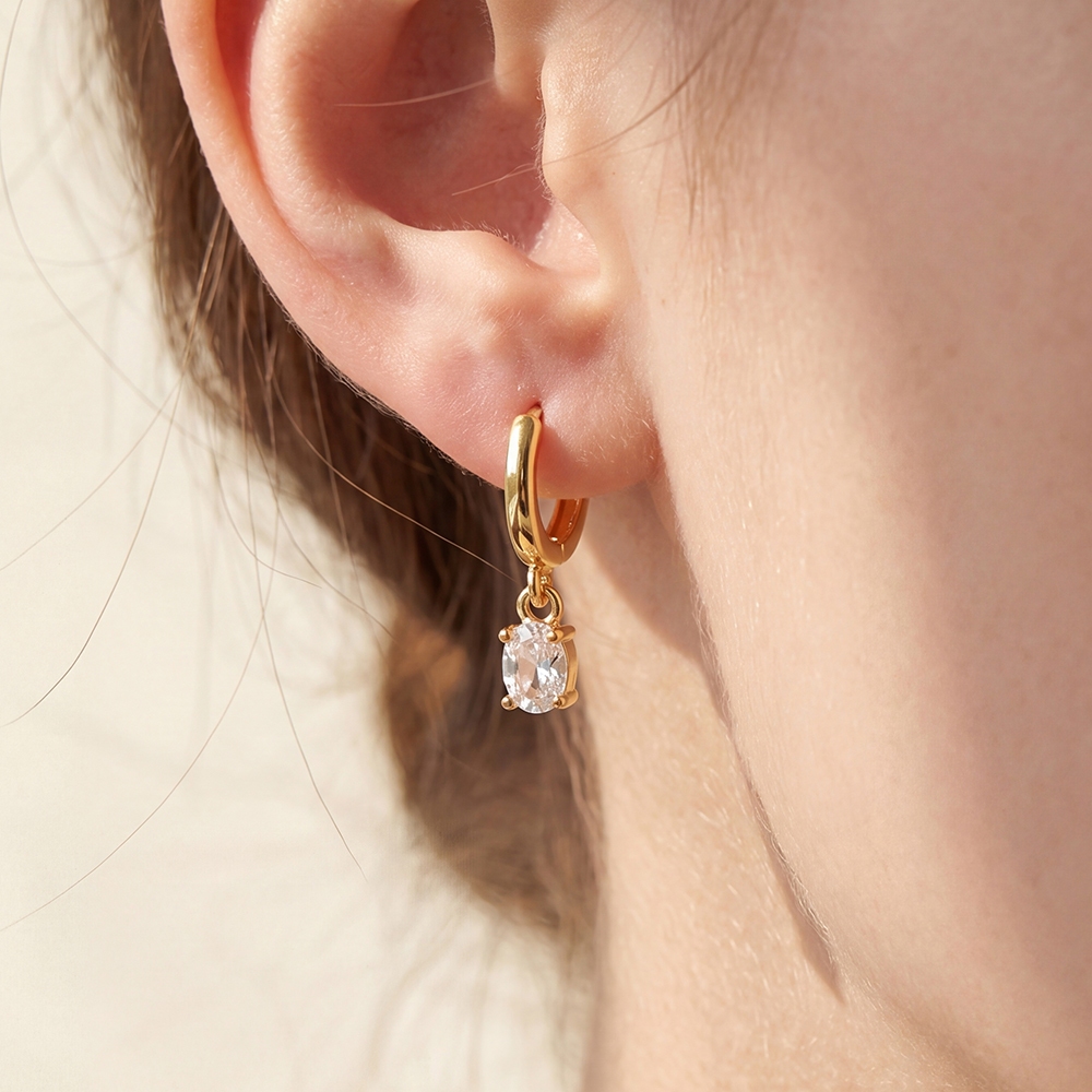 Gold Dipped Mini Rhinestone Huggie Earrings