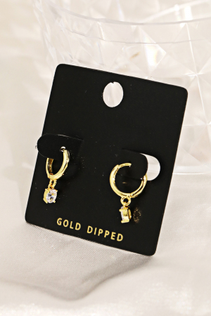 Gold Dipped Mini Rhinestone Huggie Earrings