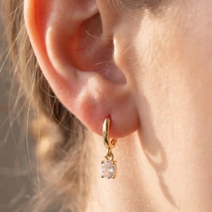 Gold Dipped Mini Rhinestone Huggie Earrings