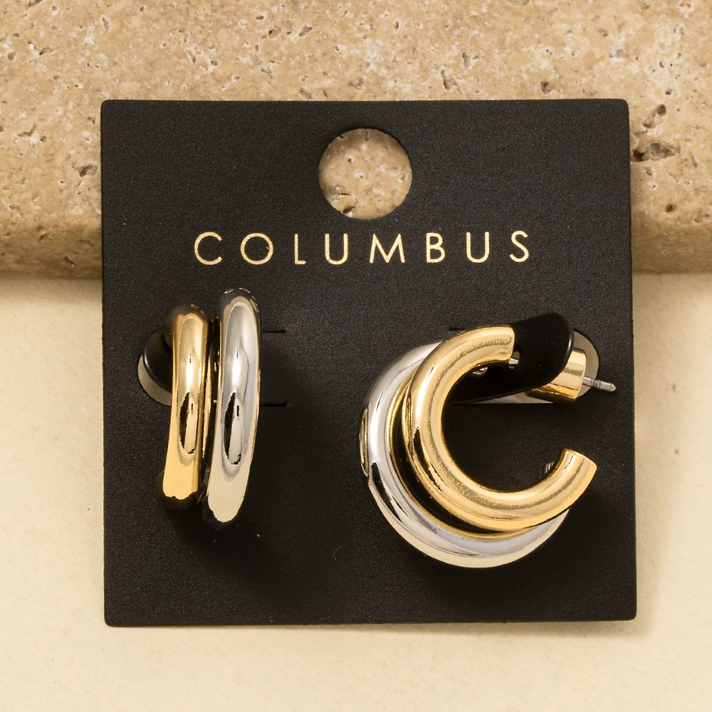 Metallic Double Layered Hoop Earrings