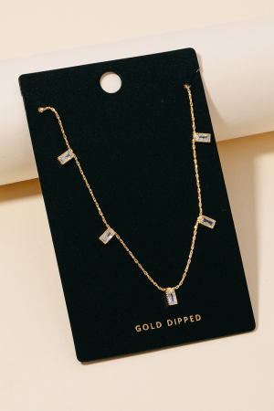 Dainty Rectangle Rhinestone Station Necklace
